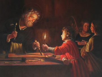 Childhood of Christ by Gerard van Honthorst Jesus Christian 18x21 inches USD180 Oil Paintings