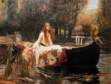 three women at the table by the lamp Painting - Lady of Shalott John William Waterhouse 19x25inches USD99