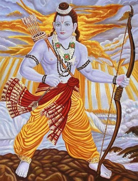 Discounted Art Ready to Ship Painting - Lord Rama Indian 16x21inches USD78