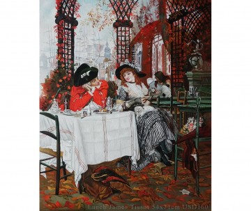 Discounted Art Ready to Ship Painting - Lunch James Jacques Joseph Tissot 21.3x28inches USD89