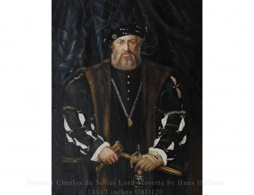 Discounted Art Ready to Ship Painting - Portrait Charles de Solier Lord Morette by Hans Holbein 13x17 inches USD49