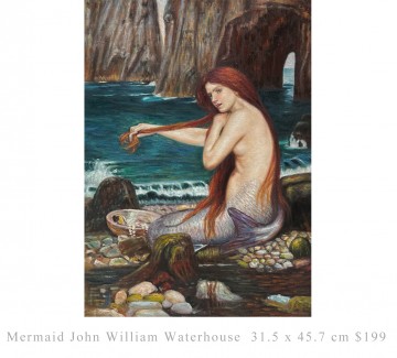 Discounted Art Ready to Ship Painting - mermaid John William Waterhouse 32x46inches USD199
