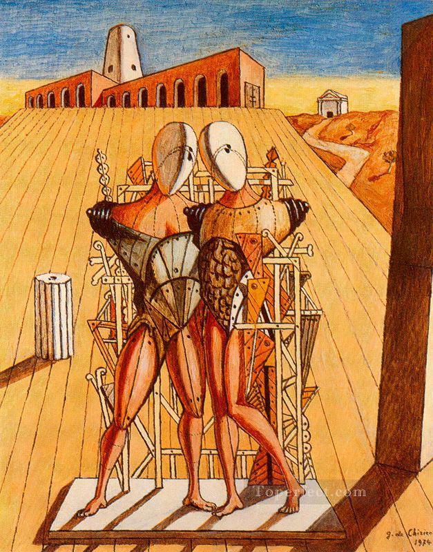 the dioscuri 1974 Giorgio de Chirico Metaphysical Painting in Oil for Sale