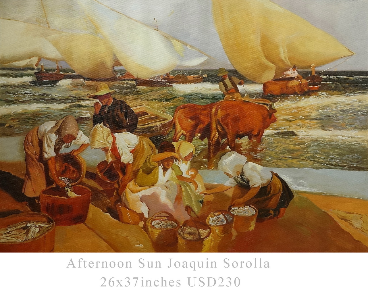 Afternoon Sun Joaquin Sorolla 26x37inches USD115 Oil Paintings