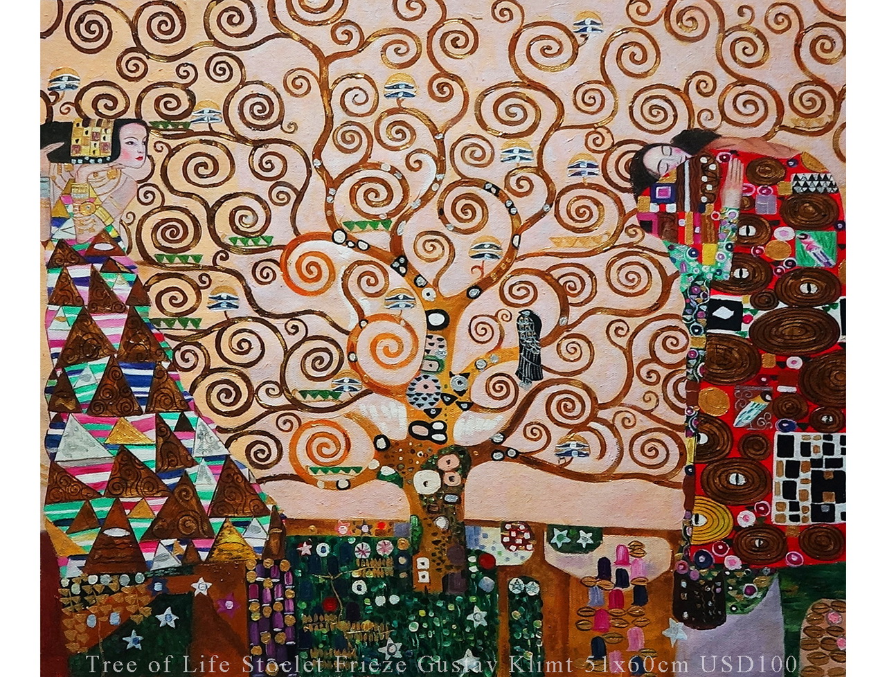 Tree of Life Stoclet Frieze Gustav Klimt 20x24inches USD68 Oil Paintings