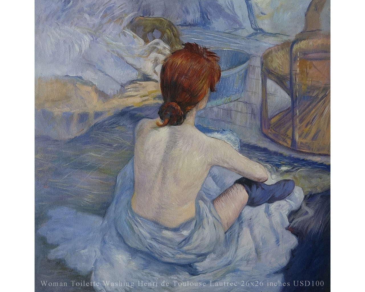 Woman Toilette Washing Henri de Toulouse Lautrec 26x26 inches USD58 Oil Paintings