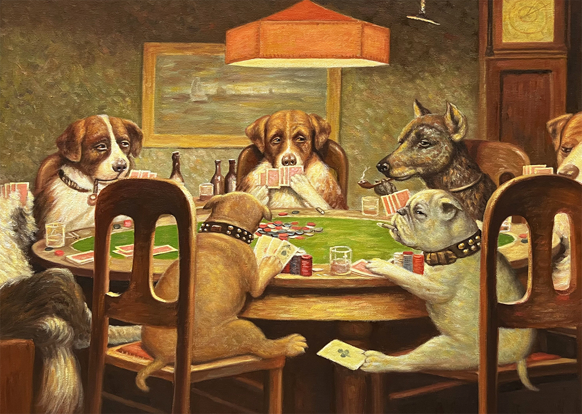 dogs playing poker 15.3x20.7inches USD138 Oil Paintings